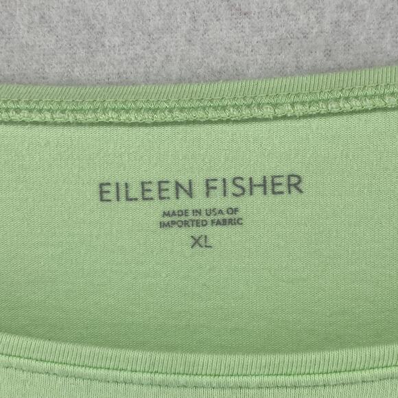 EILEEN FISHER Top XL Organic Cotton Stretch Jersey Scoop Neck 3/4 Sleeve Green - Picture 5 of 14